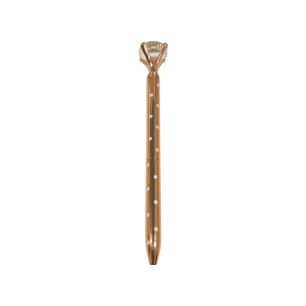 Rose Gold Polka Dot Diamond Topped Writing Pen